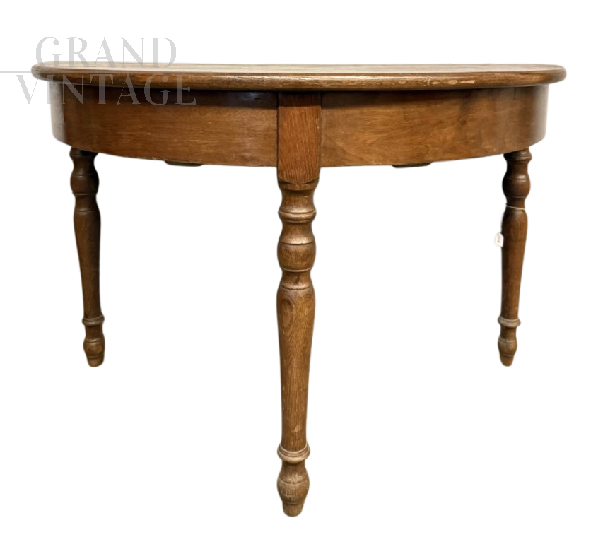 Antica console a mezzaluna in legno di castagno, metà '800                            