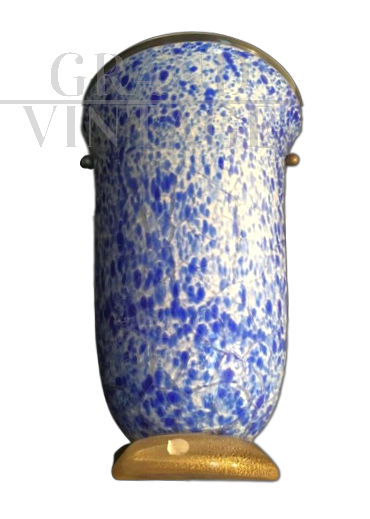 Applique singola a vaso di Stefano Toso in vetro di Murano blu                            