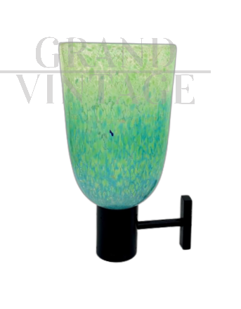 Applique singola Seguso in vetro di Murano verde e azzurro                            