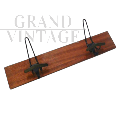 Attaccapanni da parete vintage in legno, anni '50                            