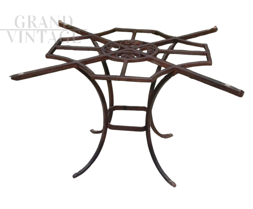 Base per tavolino vintage in ferro battuto in stile barocco                            