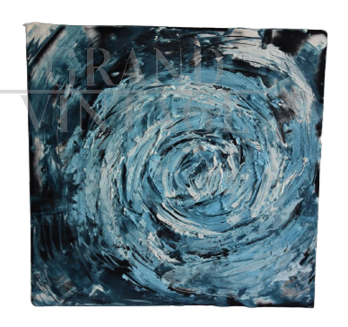 Blue Vortex - dipinto di Andrea Busnelli, acrilico e stucchi su tavola                            