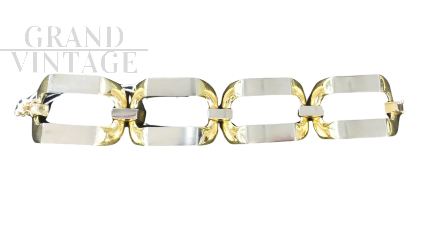 Bracciale anni '60 in oro 18 karati con maglie ovali