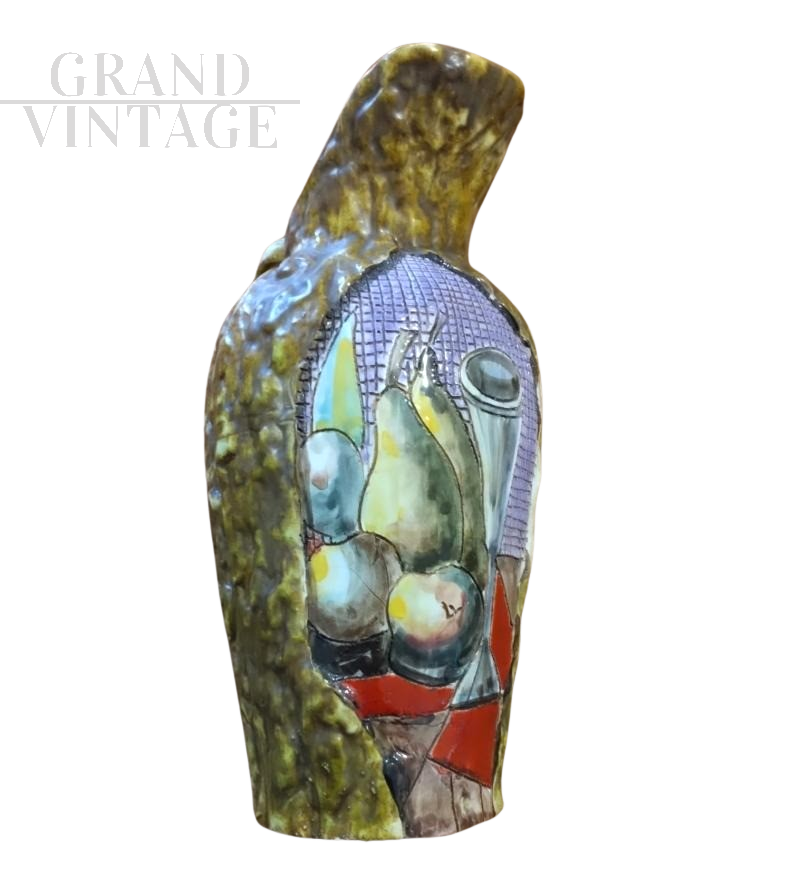 Brocca vintage in ceramica di Serafino Volpi per Deruta                            
