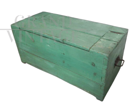 Cassa vintage in legno di larice verde, anni '50