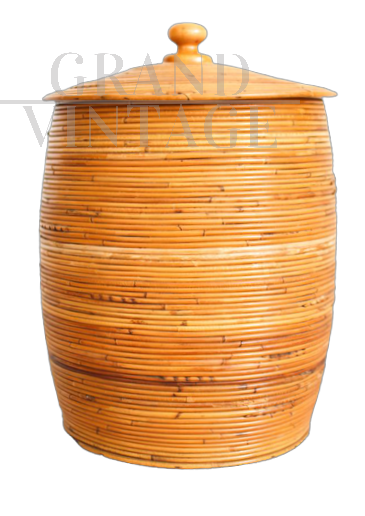 Cesta in vimini cilindrica, Italia anni '70