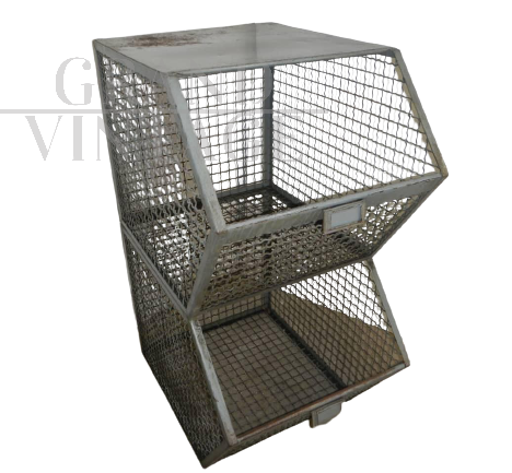 Ceste metalliche doppie, vintage industriale anni '70