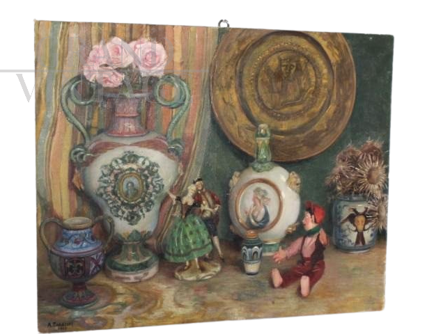 Collezionista - Dipinto di Augusto Baracchi, olio su tela del 1923                            