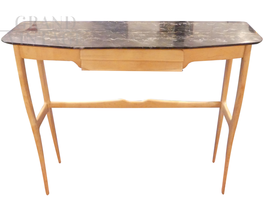 Console art déco con piano in marmo Portoro