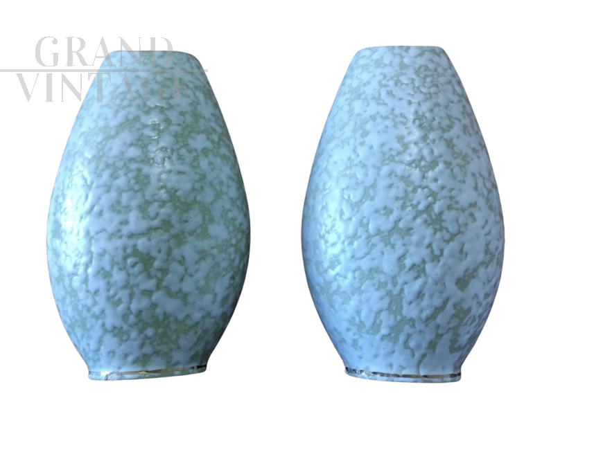 Coppia di vasi vintage W. Germany con dettagli in oro                            