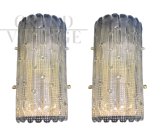 Coppia di applique in vetro di Murano a piastra stile vintage