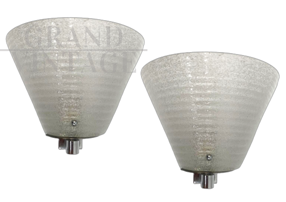 Coppia di applique lampade da parete Murano attribuite a Barovier anni '30                            