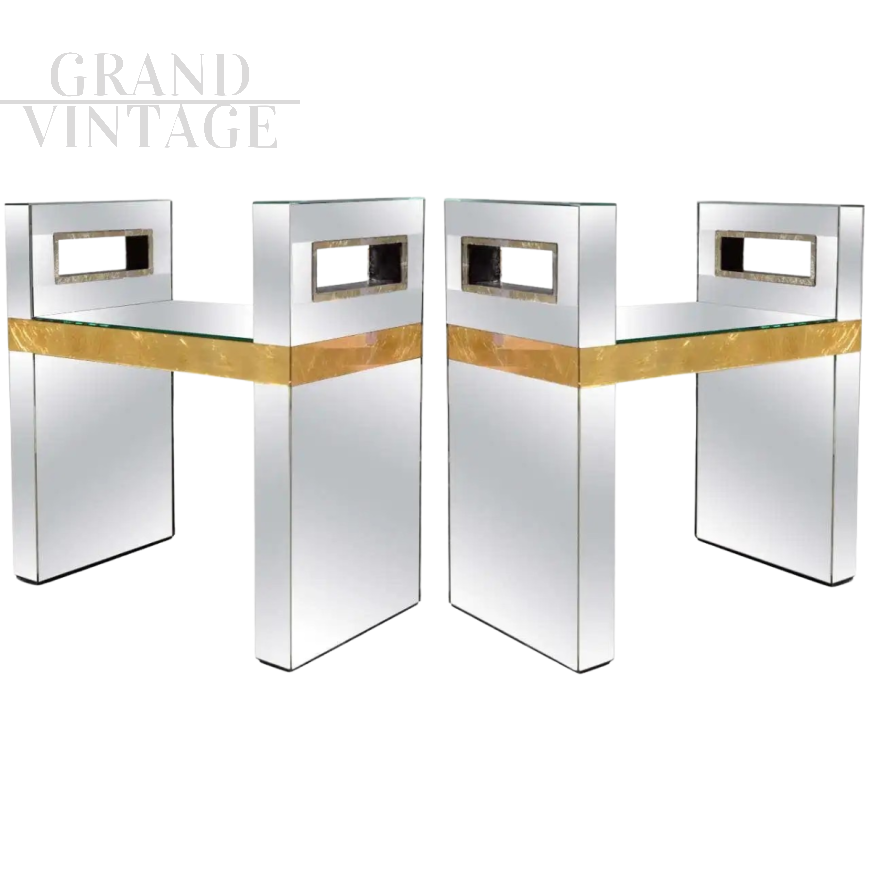 Coppia di console design italiane a specchio                            