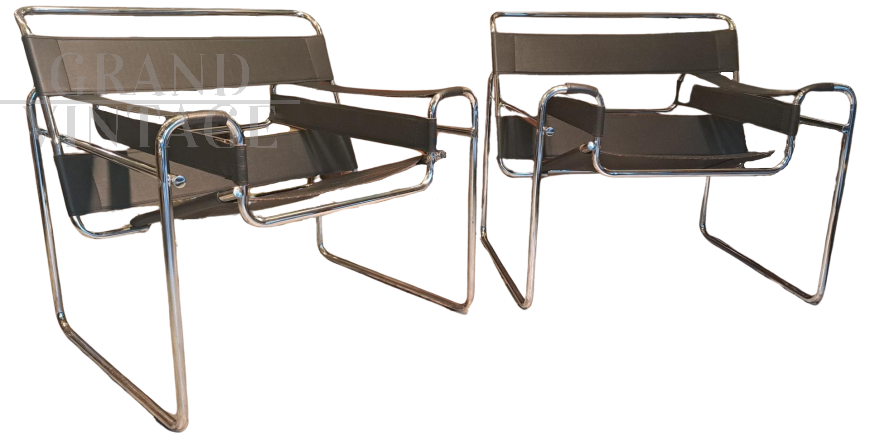 Coppia di poltrone Bauhaus B3 Wassily di Marcel Breuer                            