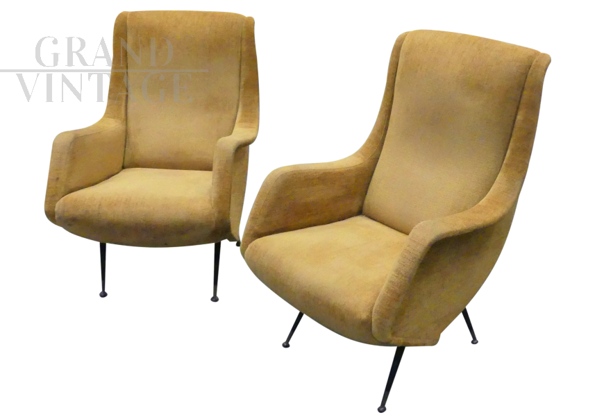 Coppia di poltrone di Aldo Morbelli per Isa Bergamo, anni '60