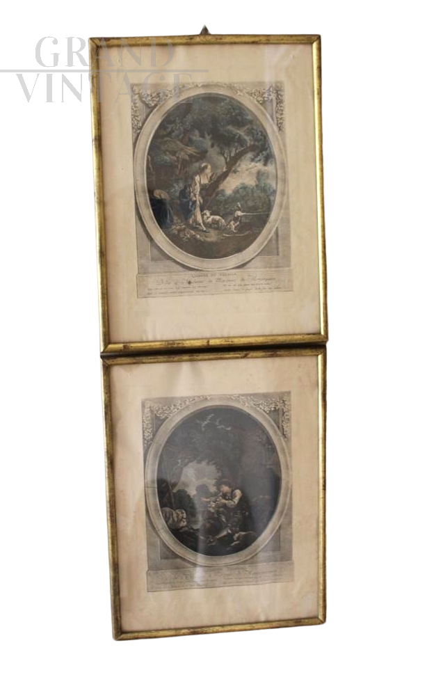 Coppia di stampe antiche dedicate alla Marchesa Madame de Montesquiou                            