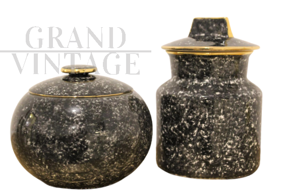 Coppia di vasi Art Déco in ceramica Vicentina decorati a mano