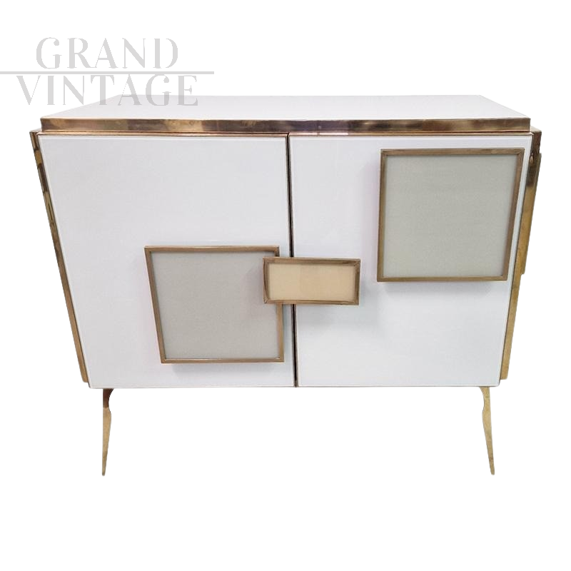 Credenza a 2 ante in vetro in colori tenui                            