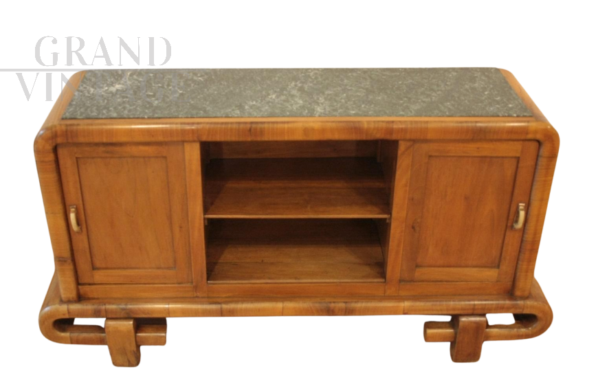 Credenza mobile tv Art Déco in noce                            