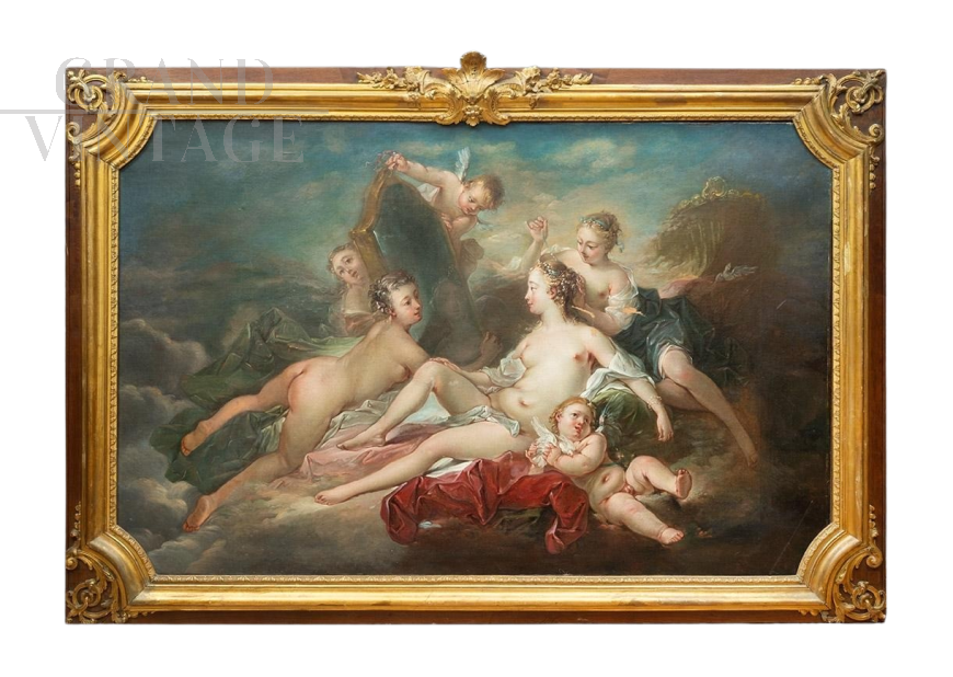 Dipinto antico olio su tela alla maniera di Francois Boucher                            