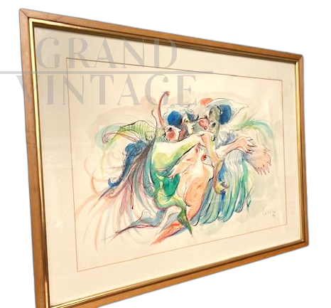 Dipinto contemporaneo acquarello e China di G. Lizzini, XX secolo                            