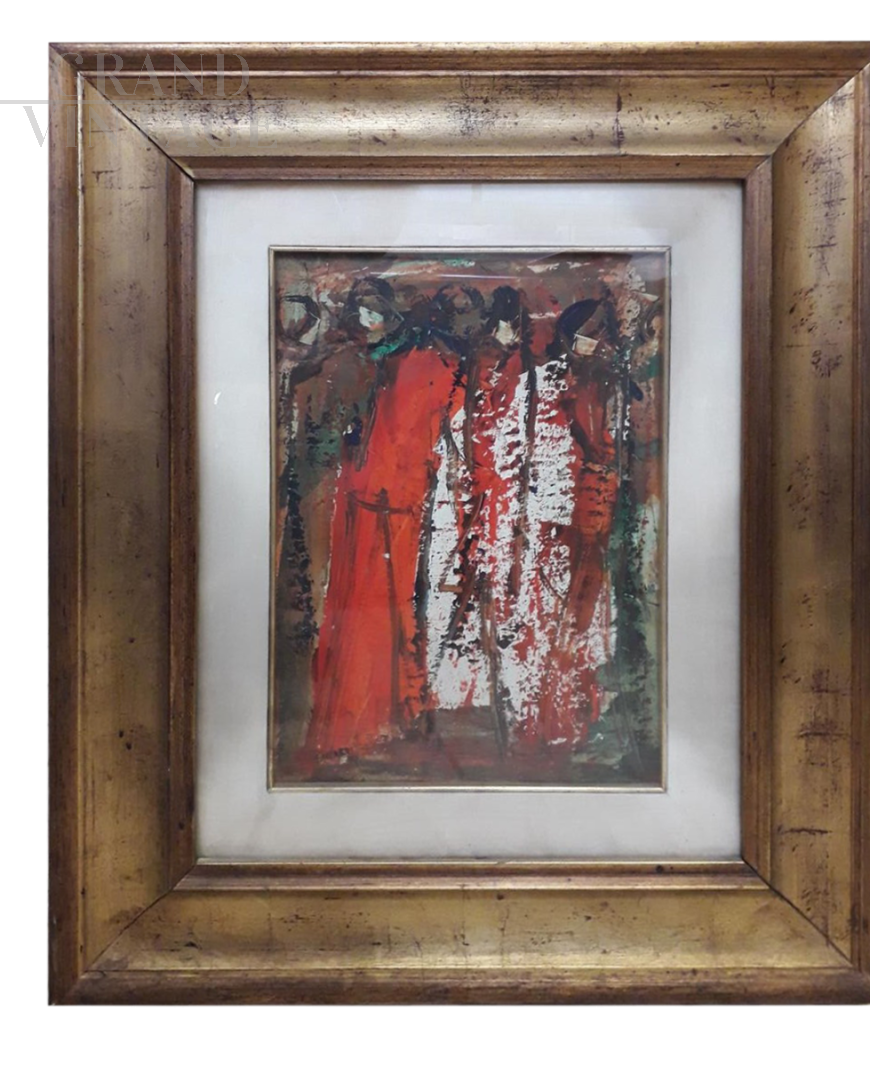 Dipinto di Carlo Saccardi - 4 figure, 1971