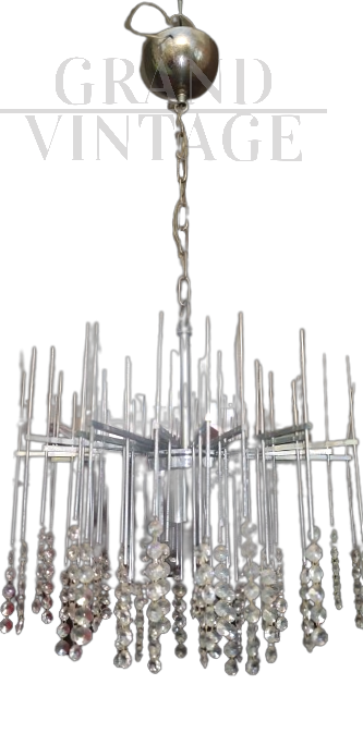 Grande lampadario di Gaetano Sciolari stile space age                            