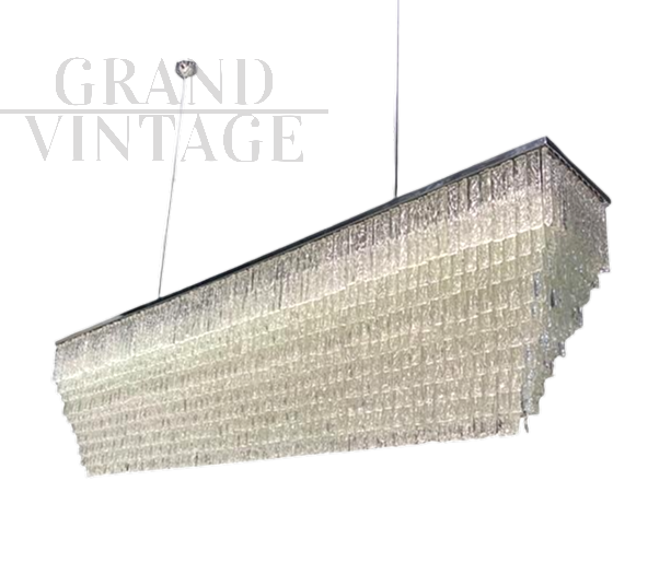 Grande lampadario orizzontale in vetro di Murano artistico                            