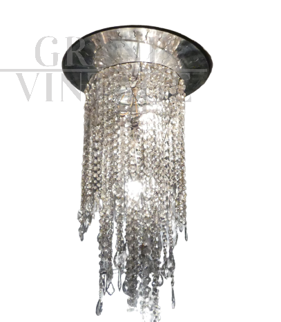 Grande lampadario vintage di cristallo a cascata