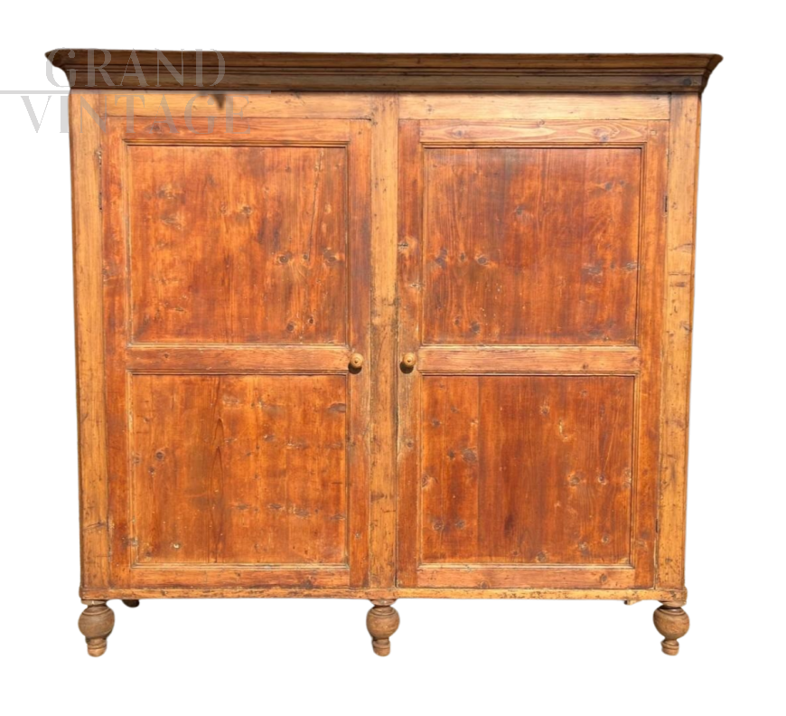 Grande stipo credenza rustica antica in abete naturale