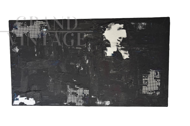 La moda irrompe - dipinto di Andrea Busnelli con inserti in stoffa                            