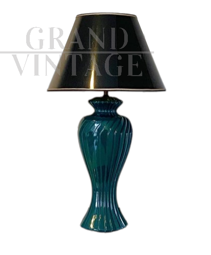Lampada da tavolo in ceramica smaltata verde, Italia anni '70                            