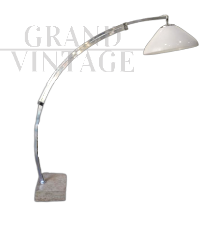 Lampada da terra piantana ad arco vintage con base in marmo                            