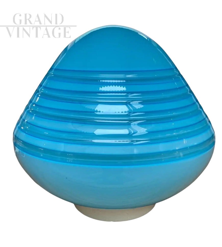 Lampada di Alfredo Barbini in vetro di Murano azzurro                            
