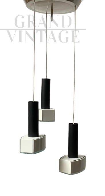 Lampadario anni '70 della ditta Luci con 3 sospensioni