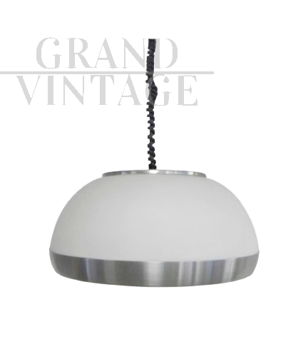 Lampadario Lumi anni '70 in vetro e metallo