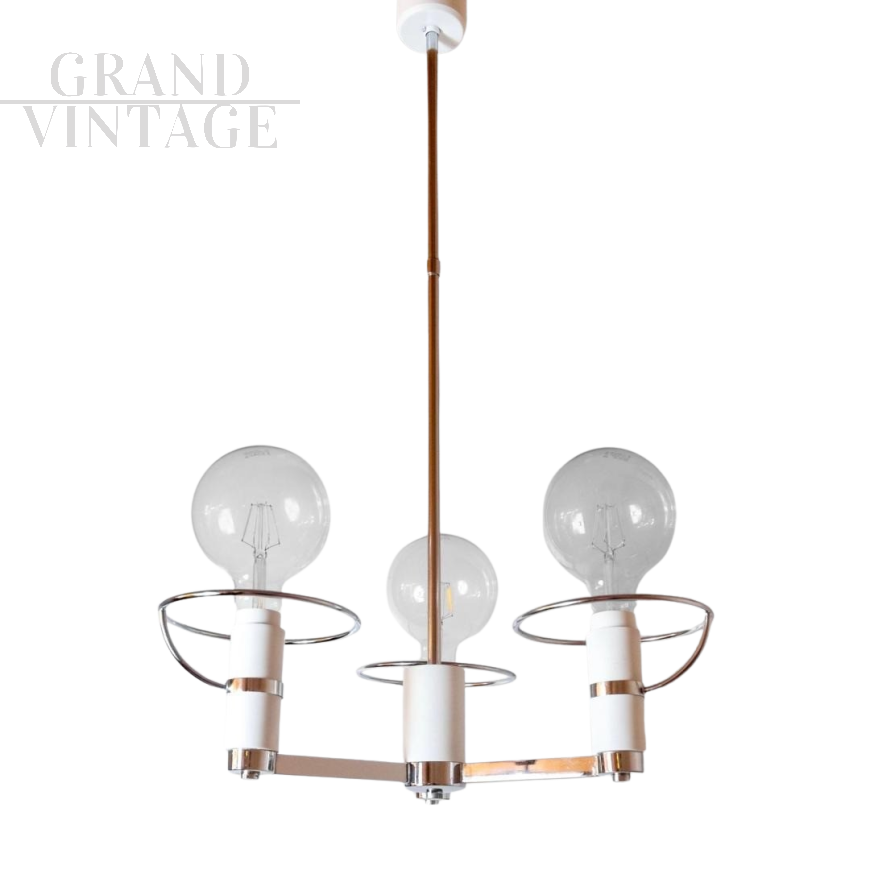 Lampadario Space Age a tre luci, Italia anni '70                            