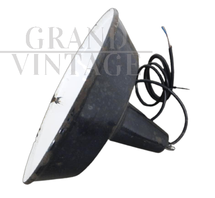 Lampade industriali in metallo nero D35, Italia 1950