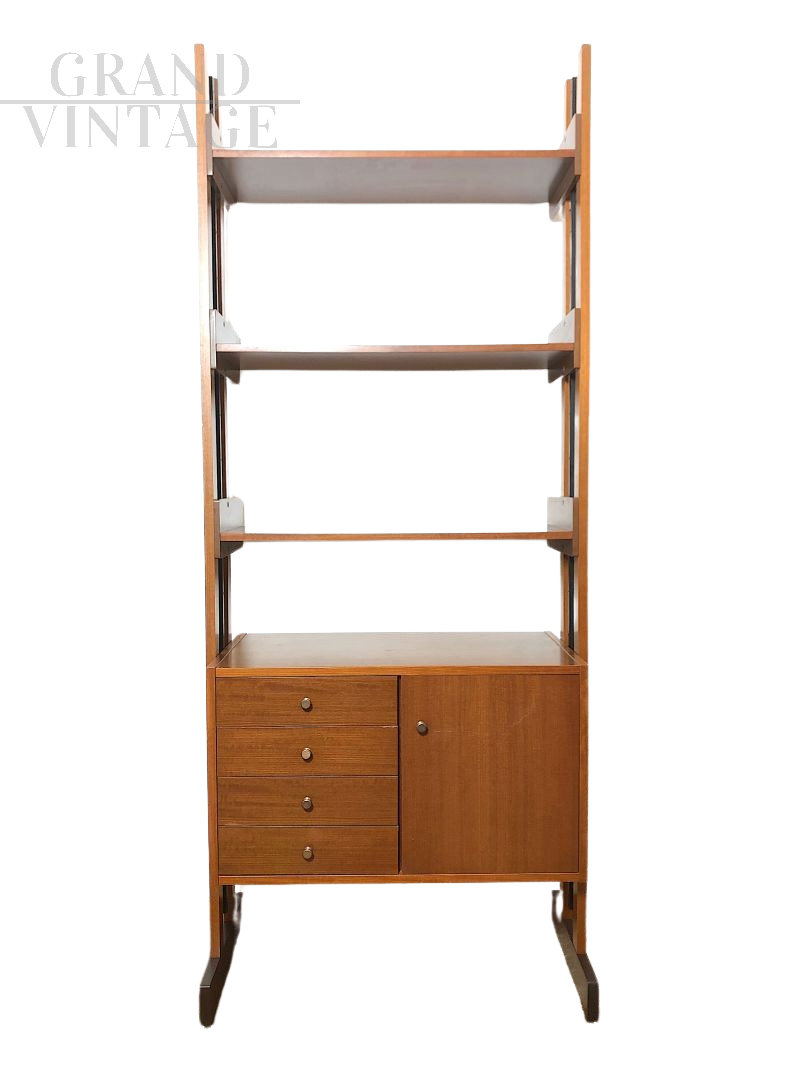 Libreria modulare vintage a una campata in teak