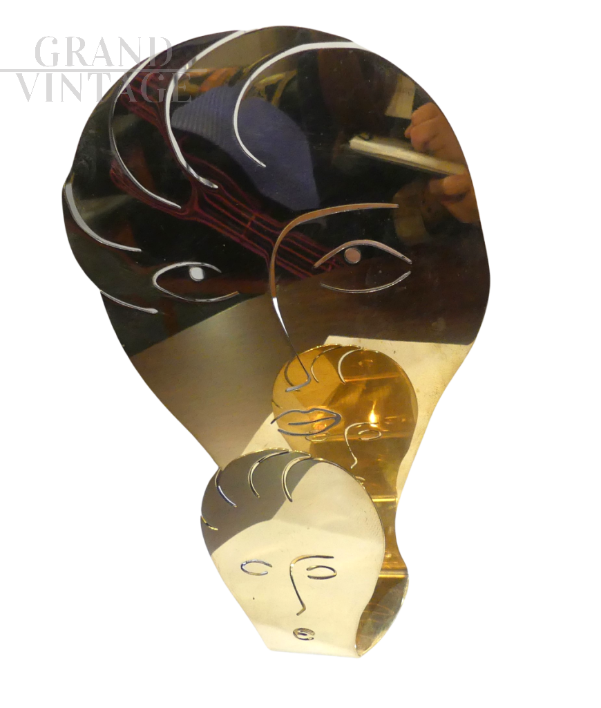 Madre e Figlia - scultura di Gio Ponti in ottone dorato                            