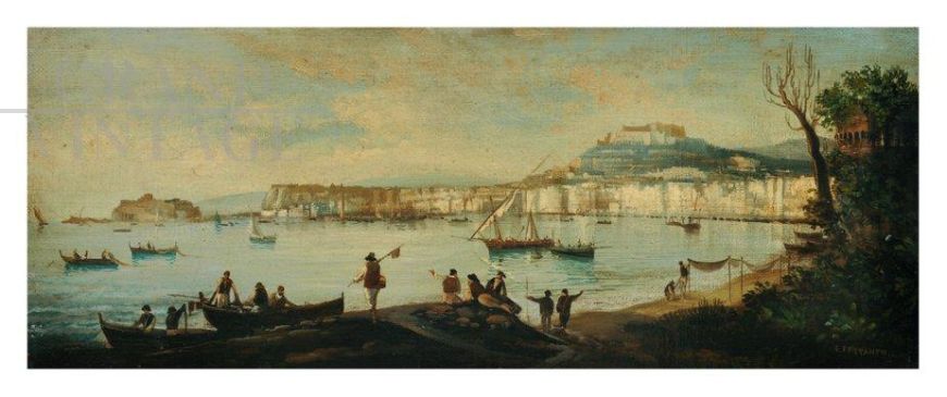 Dipinto Napoli di E. Ferrante, Scuola Posillipo, olio su tela 