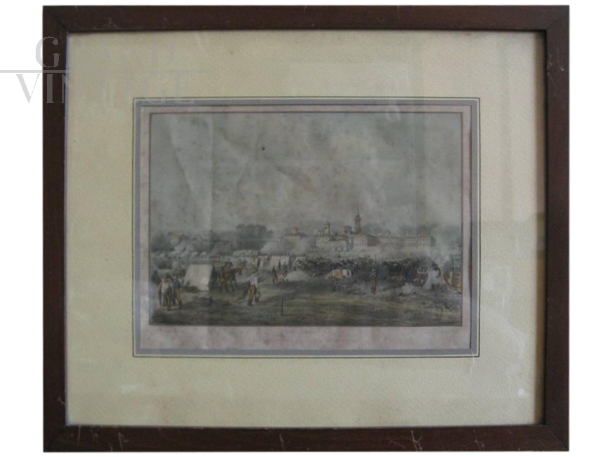 Novara - Campo dei cacciatori d’Africa, litografia di Ferdinando Perrin