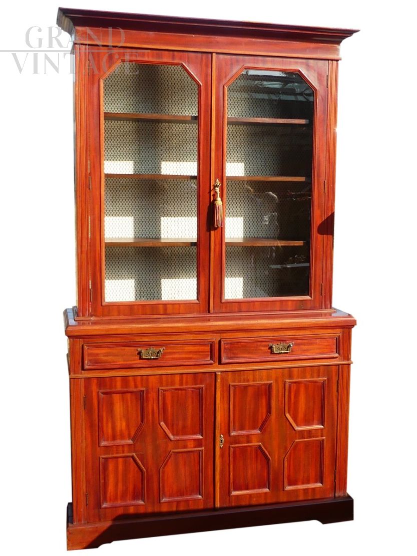 Grande libreria a vetrina Inglese del 1800                            