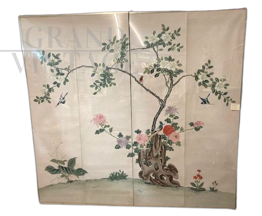 Pannelli cinesi antichi dipinti ad acquarello, XIX secolo                            
