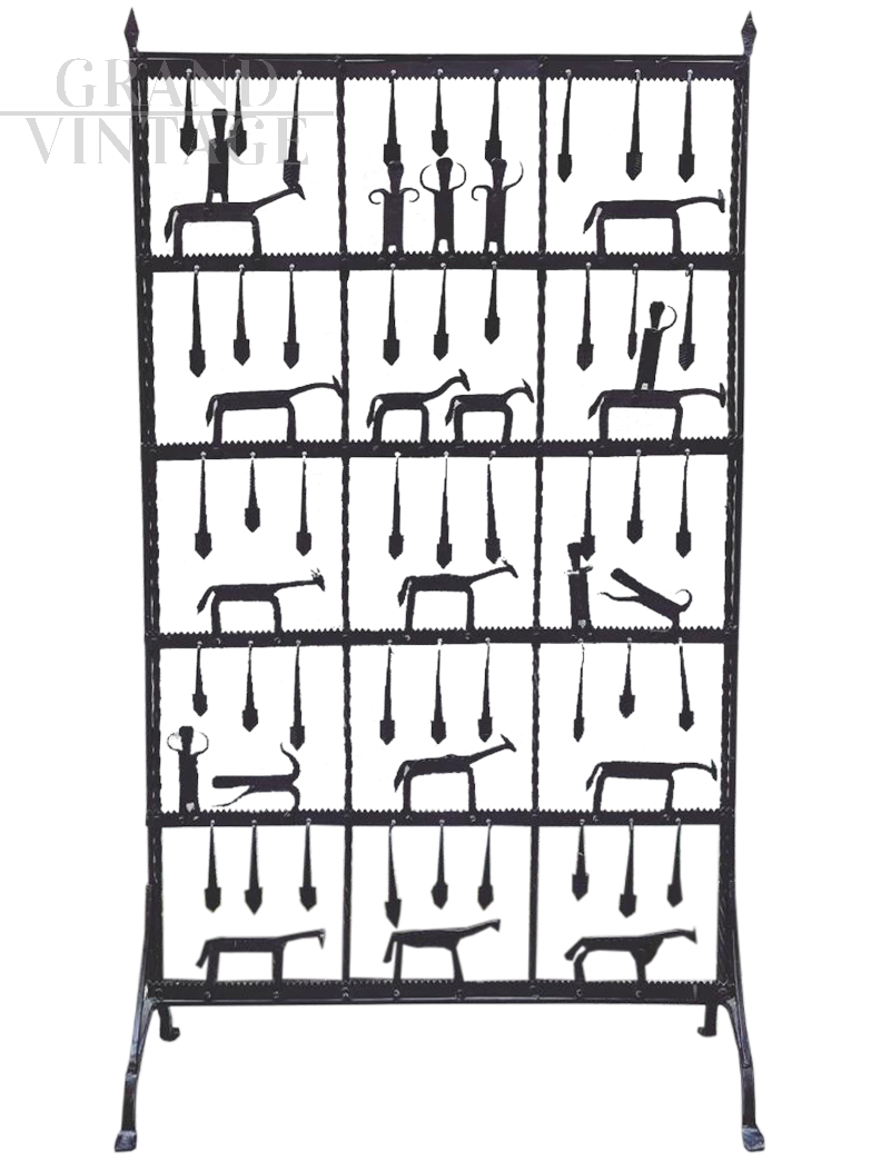 Pannello in ferro battuto a mano del '900