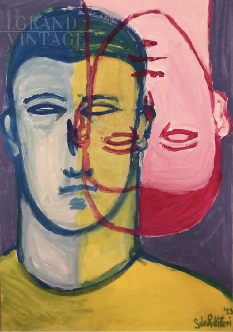 Siblings - dipinto di Salvo Pillitteri in stile urban contemporaneo                            