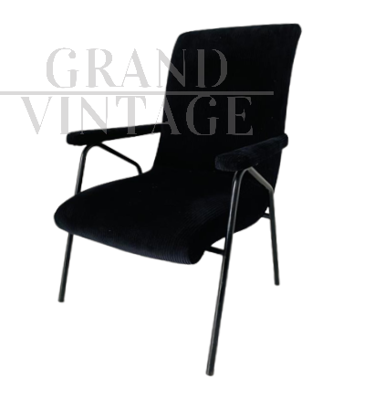 Vintage black velvet armchair from the 60s