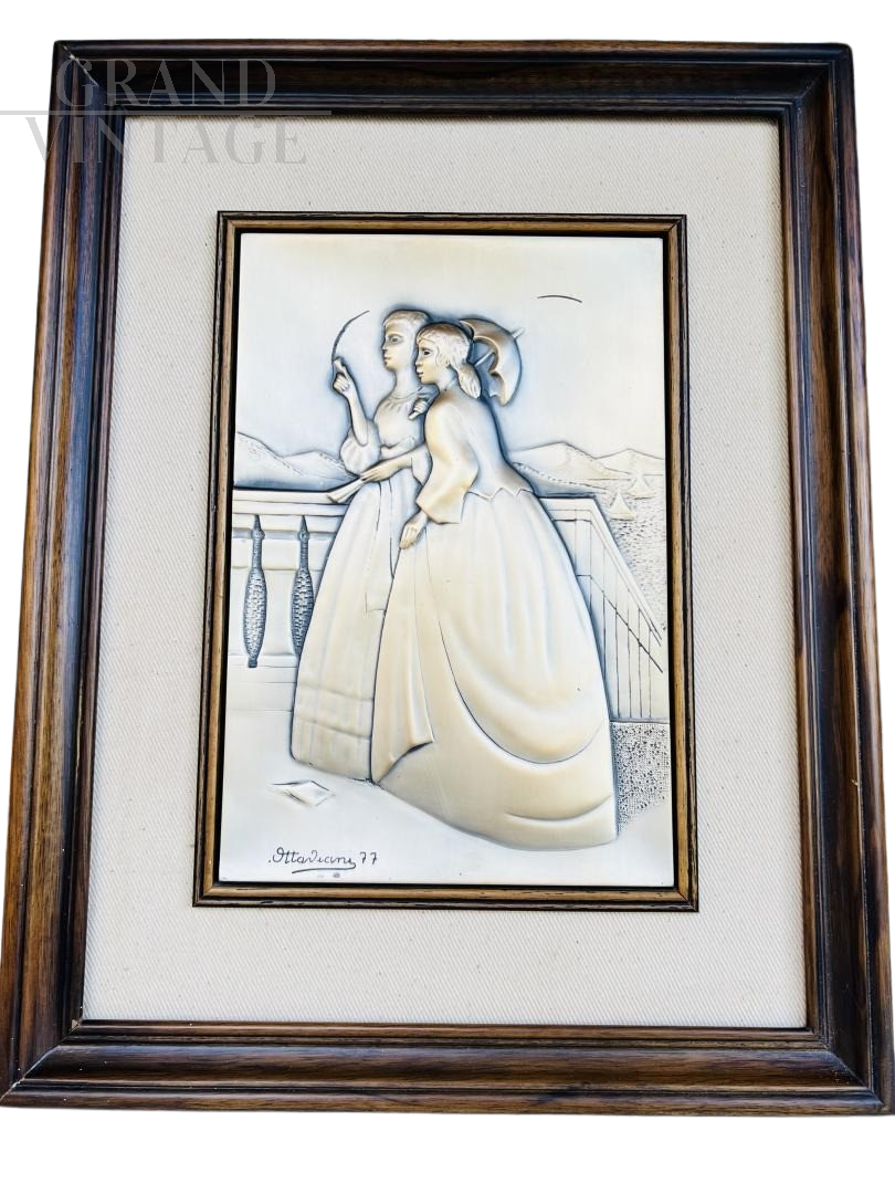 Quadretto in argento 925 con bassorilievo del maestro Ottaviani                            