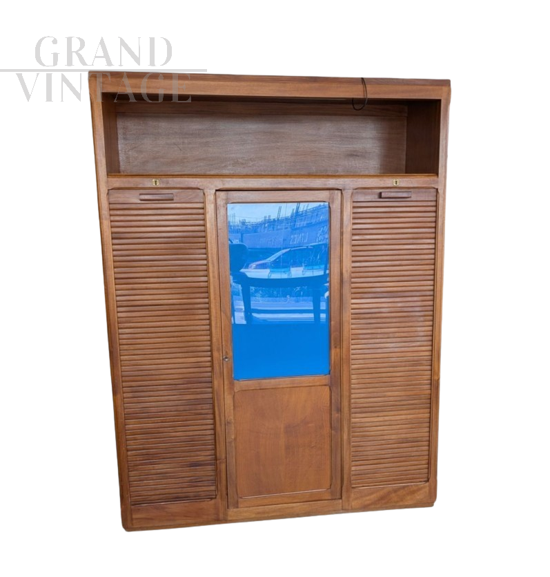 Schedario vintage a serrandina con anta centrale