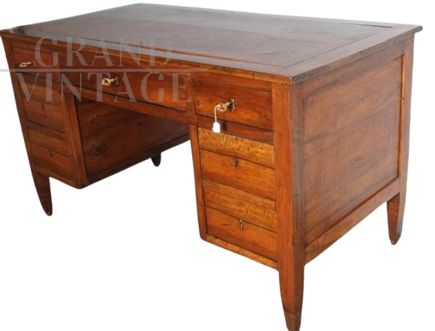Scrivania antica Lombarda del'700 da centro in noce con cassetti                            